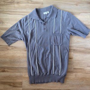 Far Afield knitted banded vertical stripe POLO